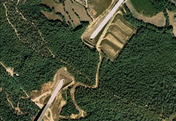 Aerial view of a wildlife overpass