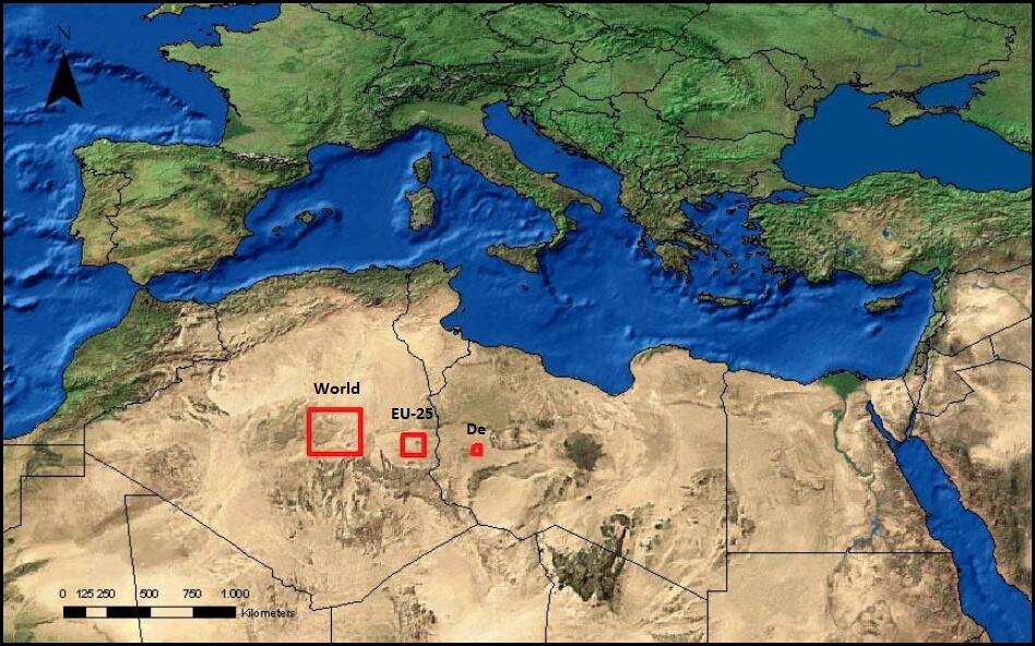 The space required to power the world with solar panels