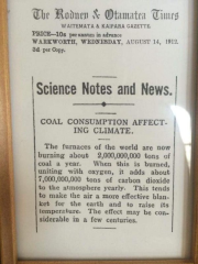 Climate change news article from 1912