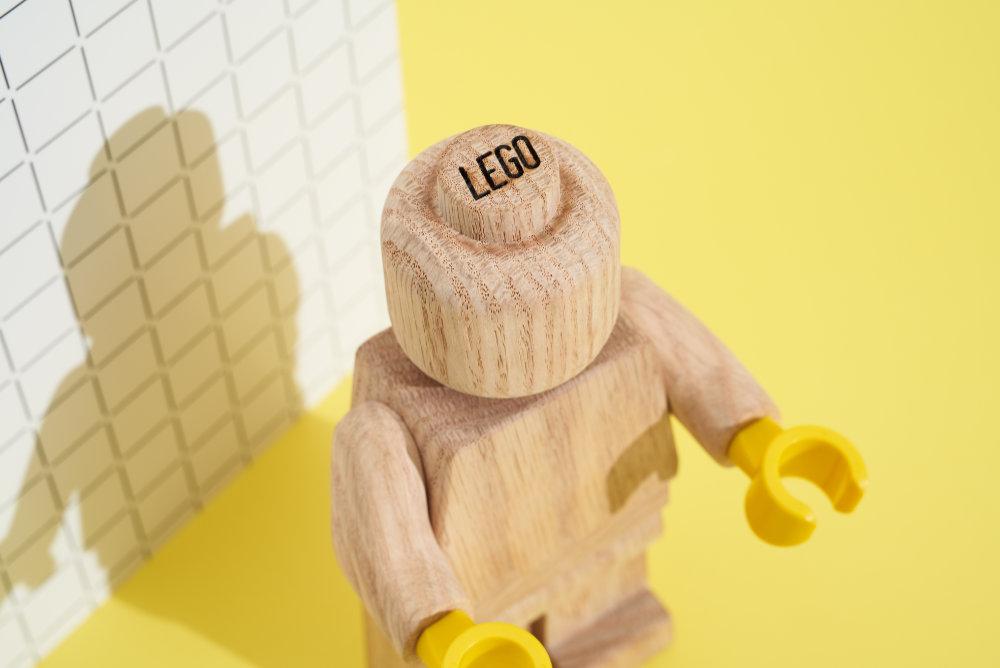 A wooden Lego minifigure